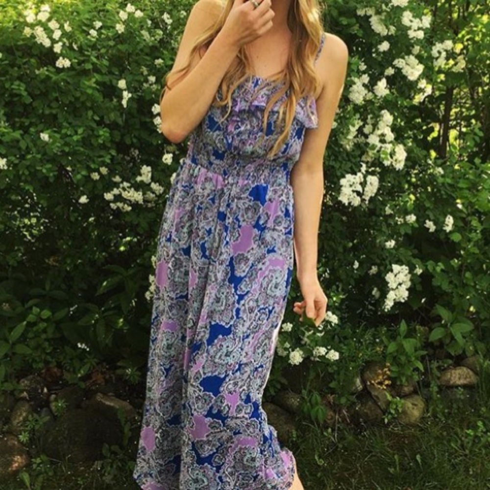 Long purple and blue dress
